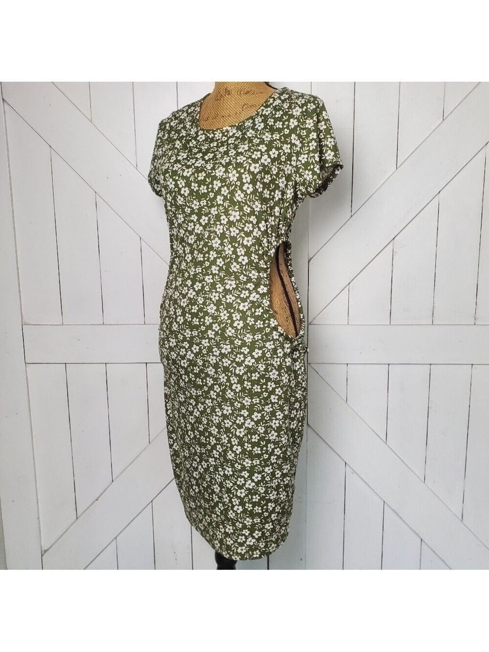 Jessica Simpson Floral Dress Green and White Women's Size XL